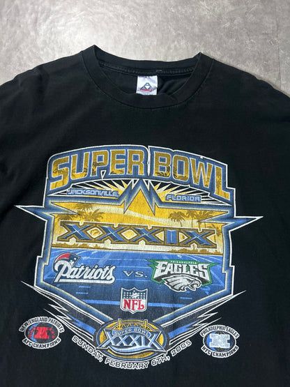 2005 Vintage New England Patriots Philadelphia Eagles Super Bowl 39 Black Long Sleeve Shirt - XL - XL | Martin City Vintage
