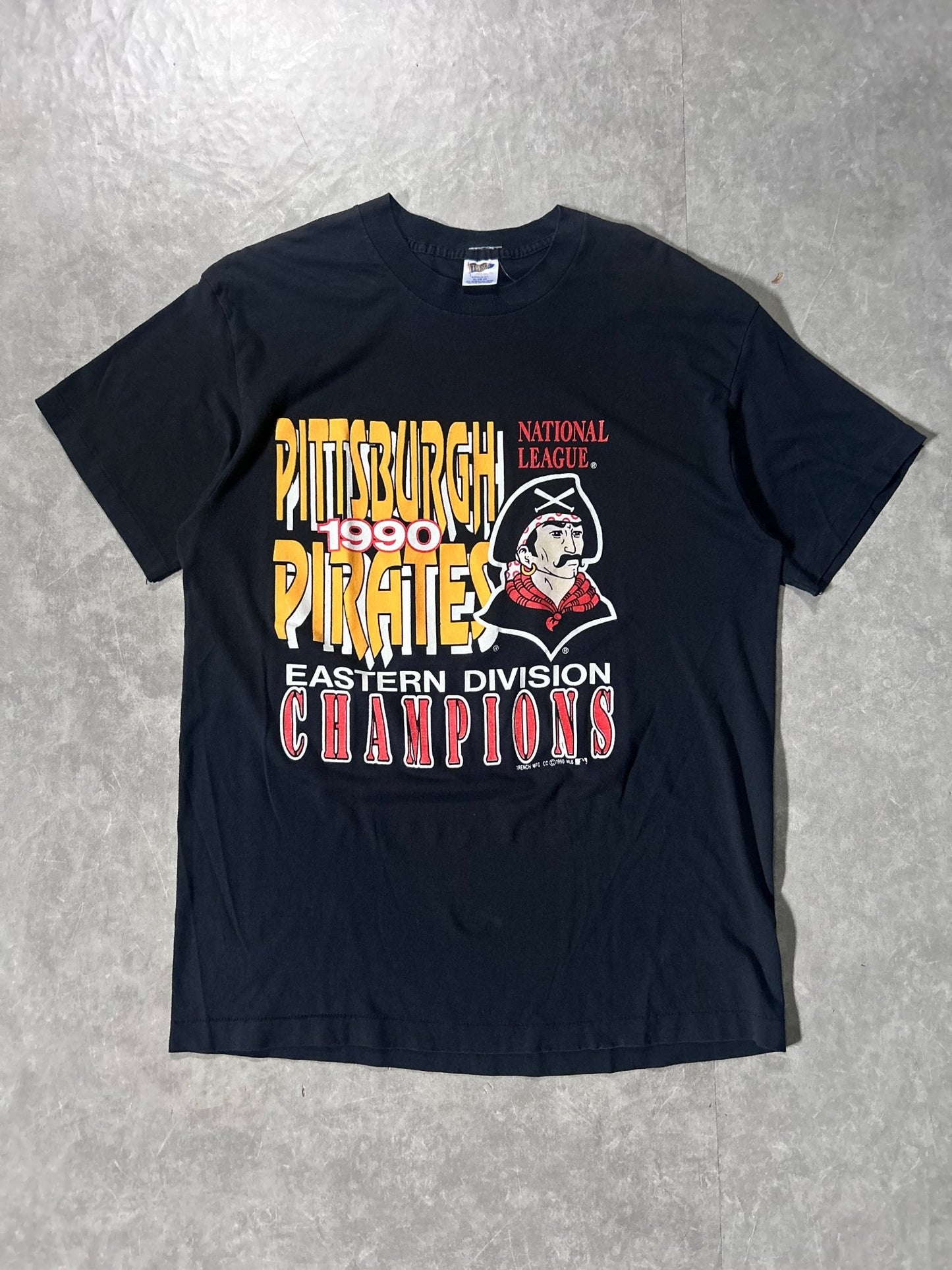1990 Vintage Pittsburgh Pirates Division Champs Black T-Shirt - XL - XL | Martin City Vintage