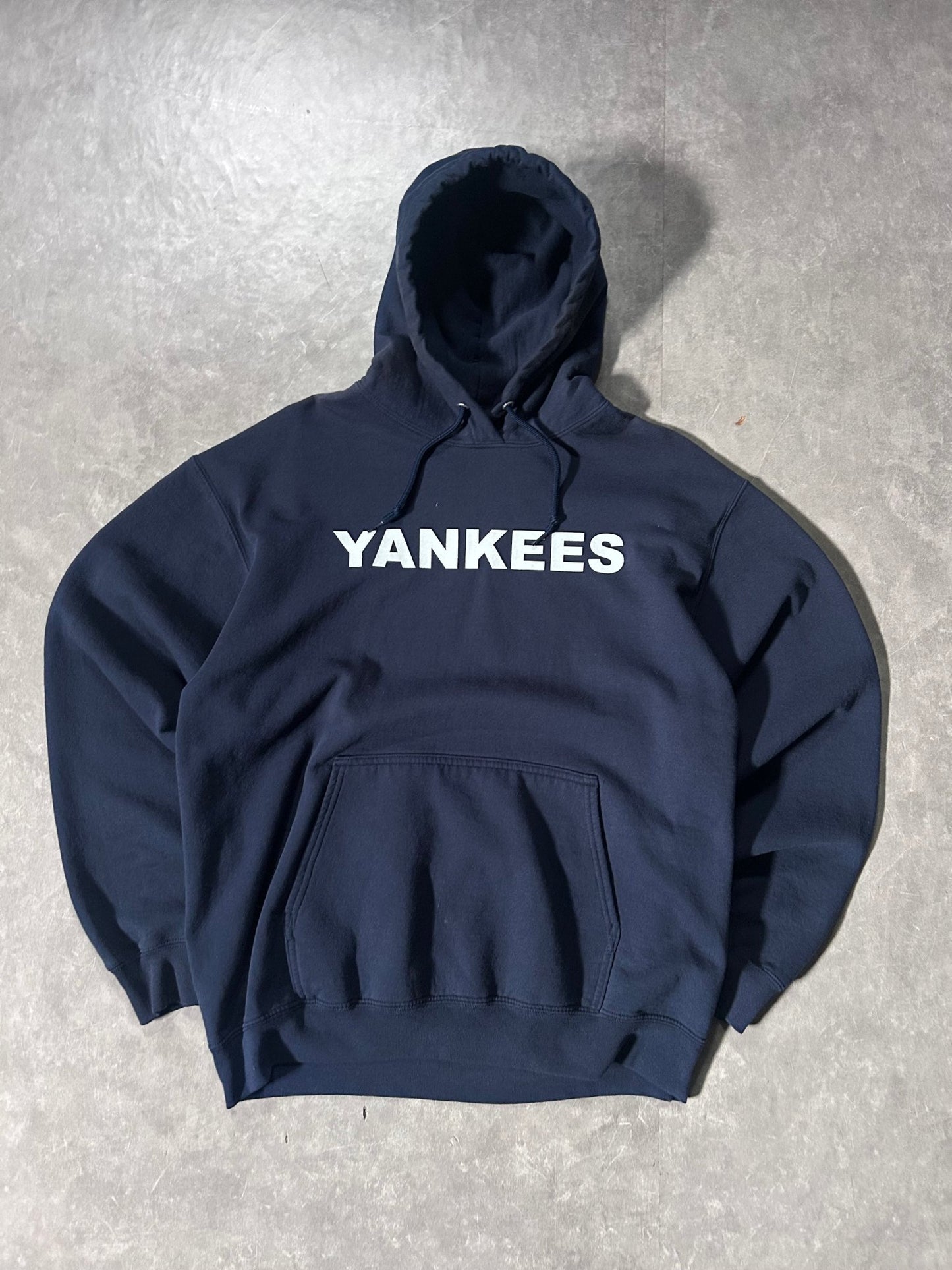 2000's Vintage New York Yankees Block Letters Navy Hoodie - M - M | Martin City Vintage