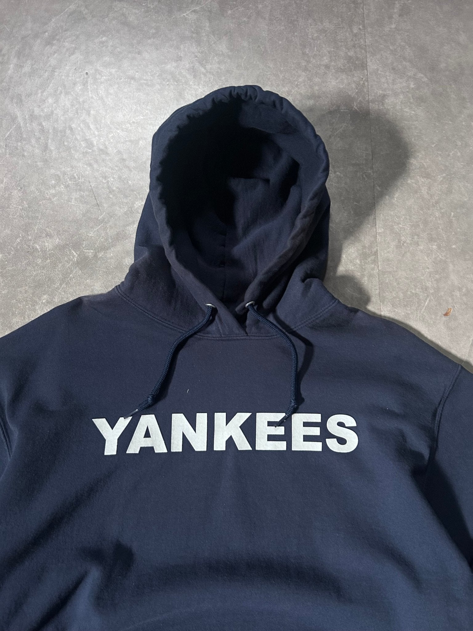 2000's Vintage New York Yankees Block Letters Navy Hoodie - M - M | Martin City Vintage