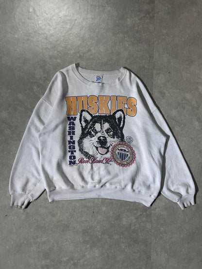1992 Vintage Washington Huskies Rose Bowl Distressed White Crewneck - XL - XL | Martin City Vintage