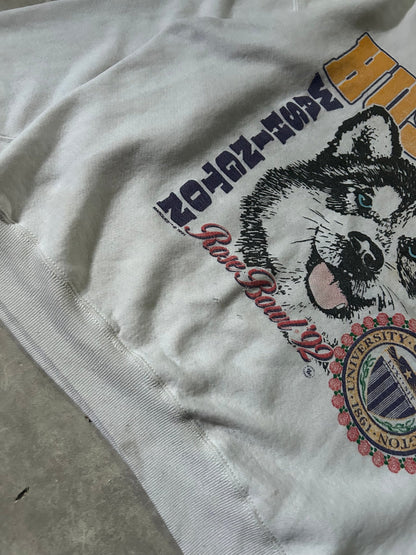 1992 Vintage Washington Huskies Rose Bowl Distressed White Crewneck - XL - XL | Martin City Vintage