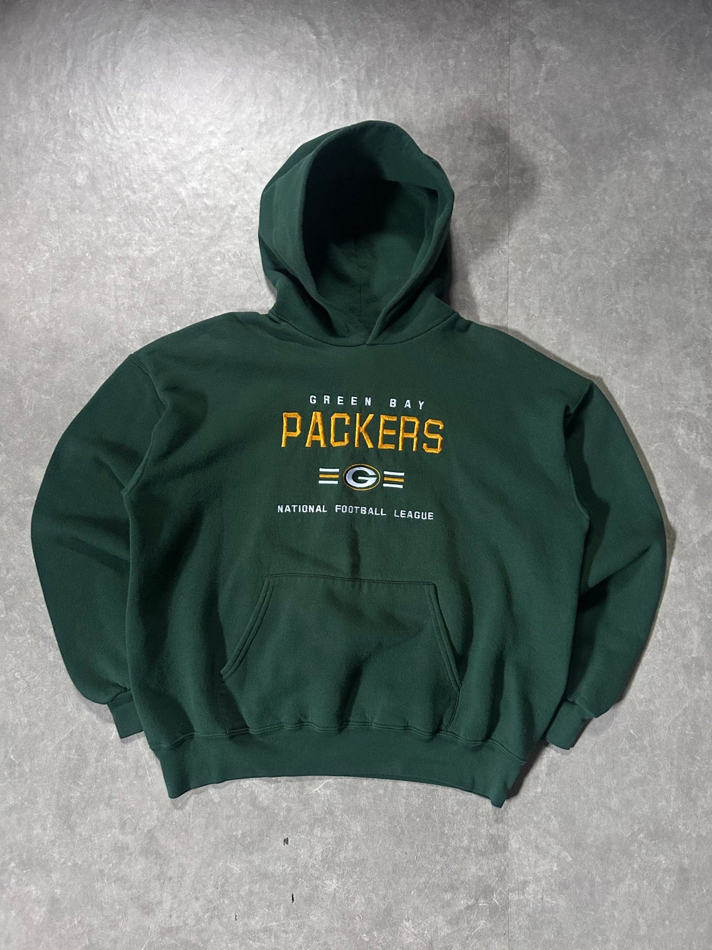 90's Vintage Green Bay Packers Embroidered Green Hoodie - M - M | Martin City Vintage