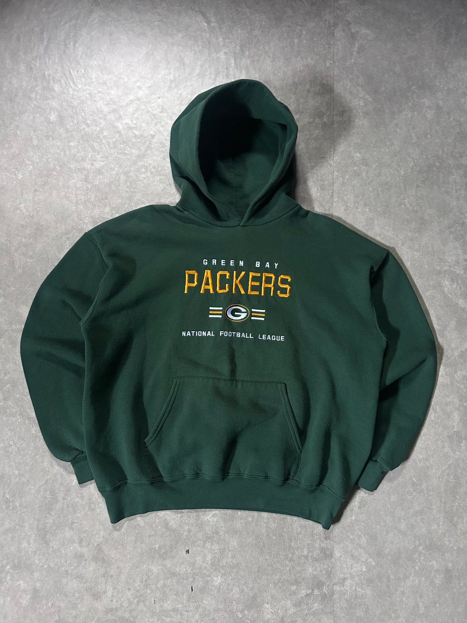 90's Vintage Green Bay Packers Embroidered Green Hoodie - M - M | Martin City Vintage