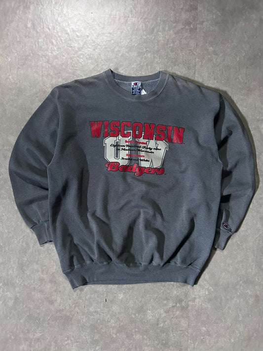 90's Vintage Wisconsin Badgers Champion Grey Crewneck - XL - XL | Martin City Vintage