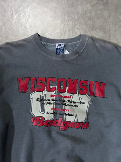 90's Vintage Wisconsin Badgers Champion Grey Crewneck - XL - XL | Martin City Vintage