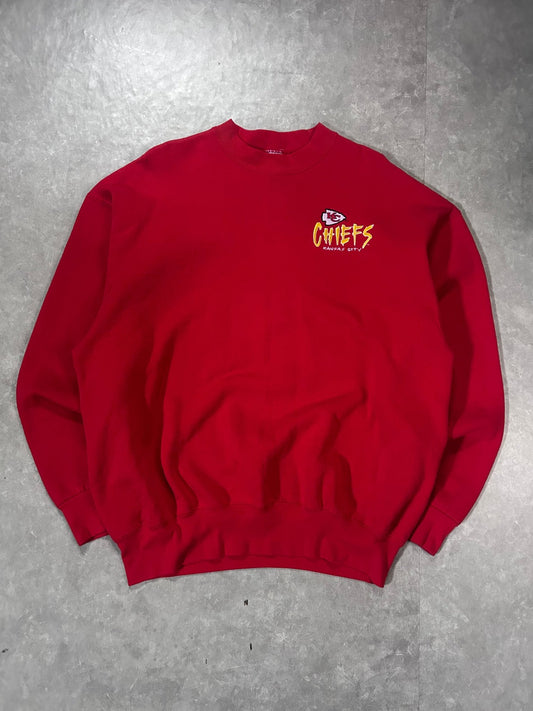 90's Vintage Kansas City Chiefs Minimal Embroidered Red Crewneck - XXL - XXL | Martin City Vintage