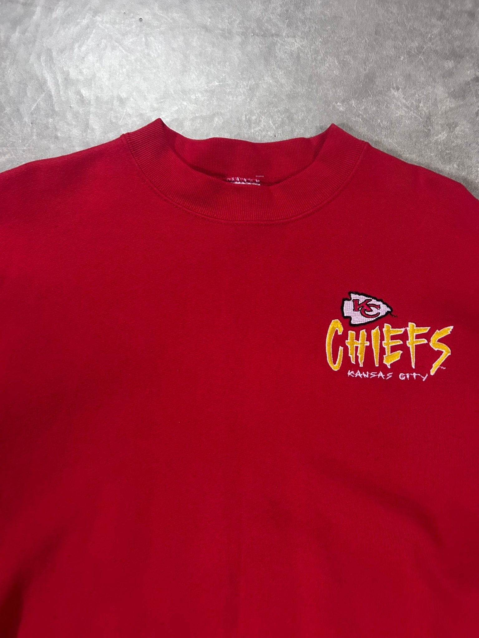 90's Vintage Kansas City Chiefs Minimal Embroidered Red Crewneck - XXL - XXL | Martin City Vintage