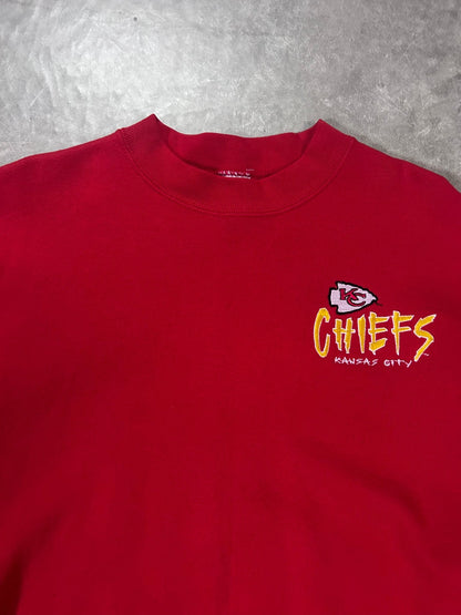 90's Vintage Kansas City Chiefs Minimal Embroidered Red Crewneck - XXL - XXL | Martin City Vintage