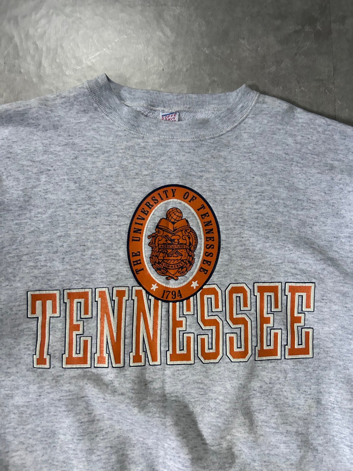 90's Vintage Tennessee Volunteers Heather Grey Crewneck - XXL - XXL | Martin City Vintage