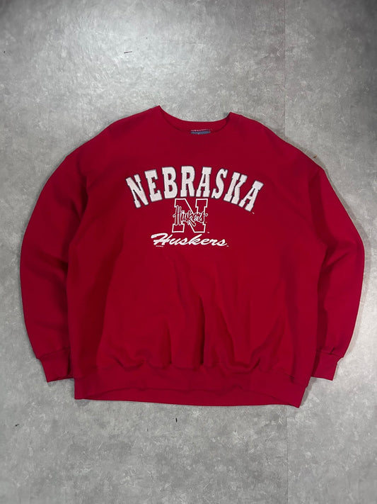 90's Vintage Nebraska Cornhuskers Embroidered Red Crewneck - XXL - XXL | Martin City Vintage