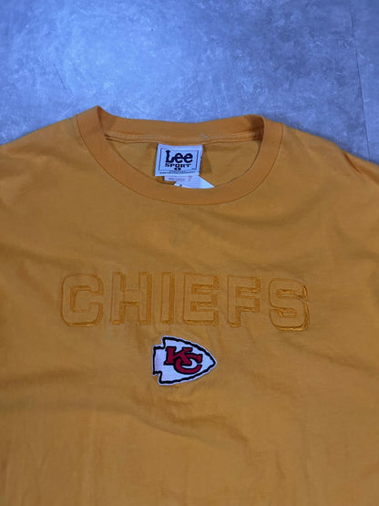 90's Vintage Kansas City Chiefs Embroidered Yellow T-Shirt - L - L | Martin City Vintage