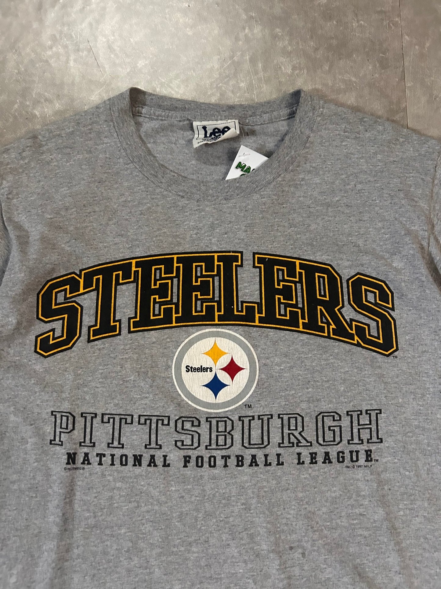 90's Vintage Pittsburgh Steelers Lee Grey T-Shirt - M - M | Martin City Vintage
