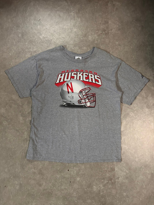 2000's Vintage Nebraska Cornhuskers Football Adidas Grey T-Shirt - L - L | Martin City Vintage