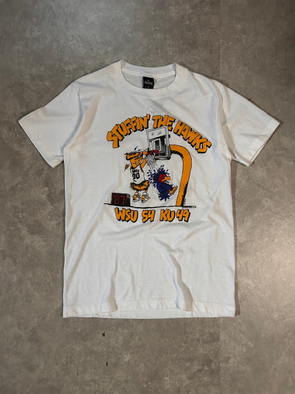 1987 Vintage Wichita State "Stuffin' the Hawks" White T-Shirt - M - M | Martin City Vintage