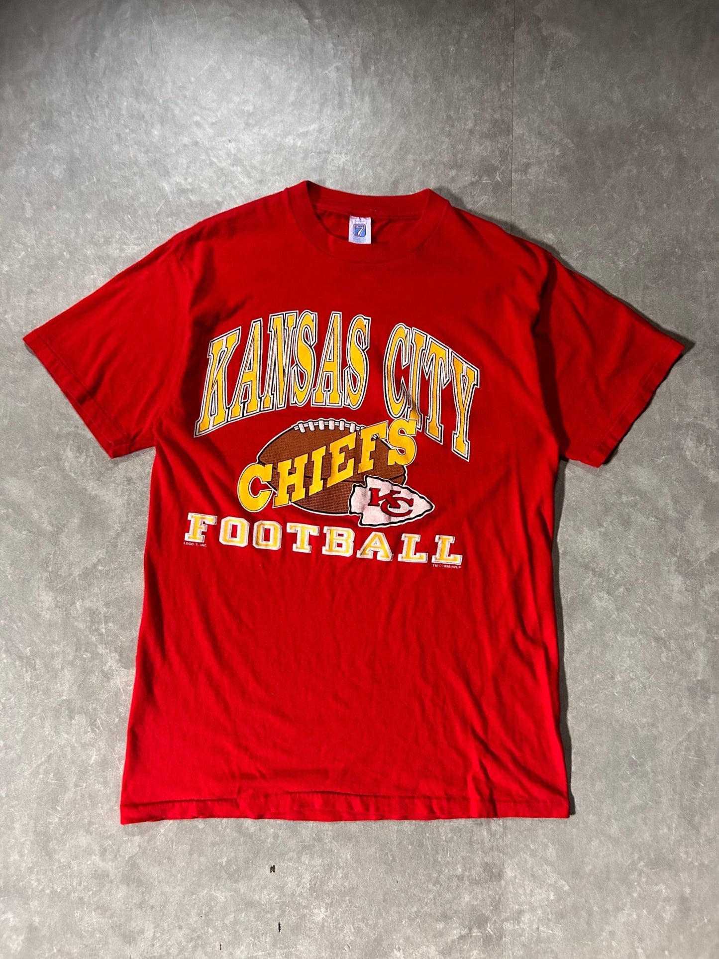 90's Vintage Kansas City Chiefs Logo7 Red T-Shirt - L - L | Martin City Vintage