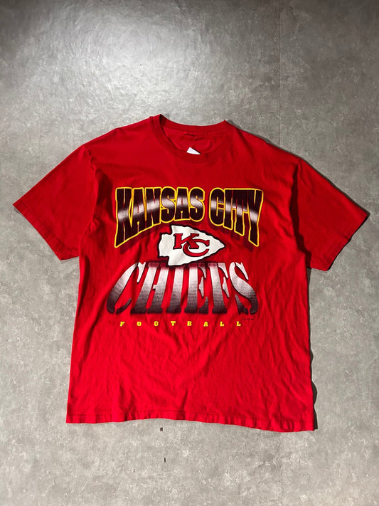 90's Vintage Kansas City Chiefs Big Print Red T-Shirt - XL - XL | Martin City Vintage