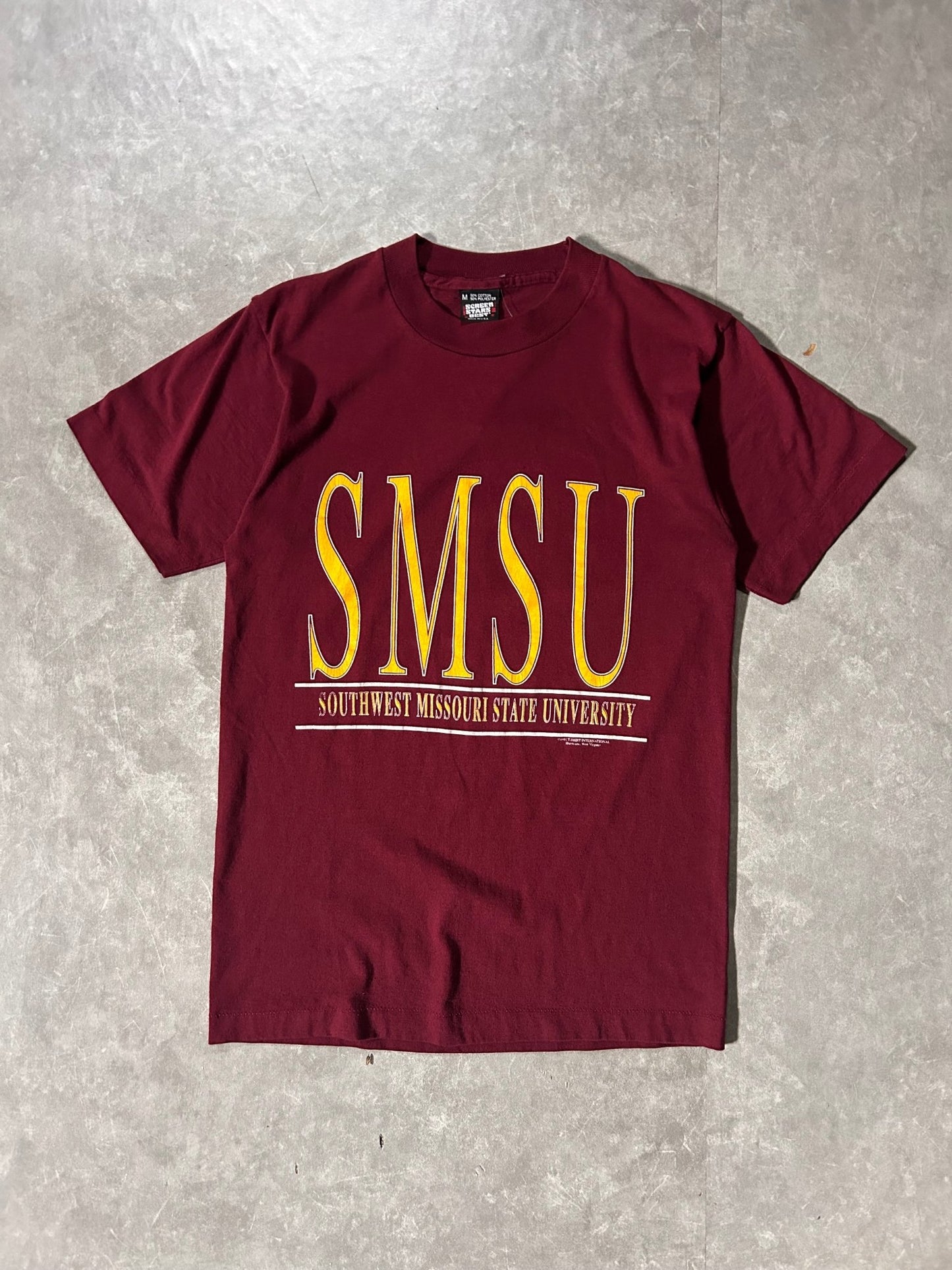 90's Vintage Missouri State University Script Maroon T-Shirt - M - M | Martin City Vintage