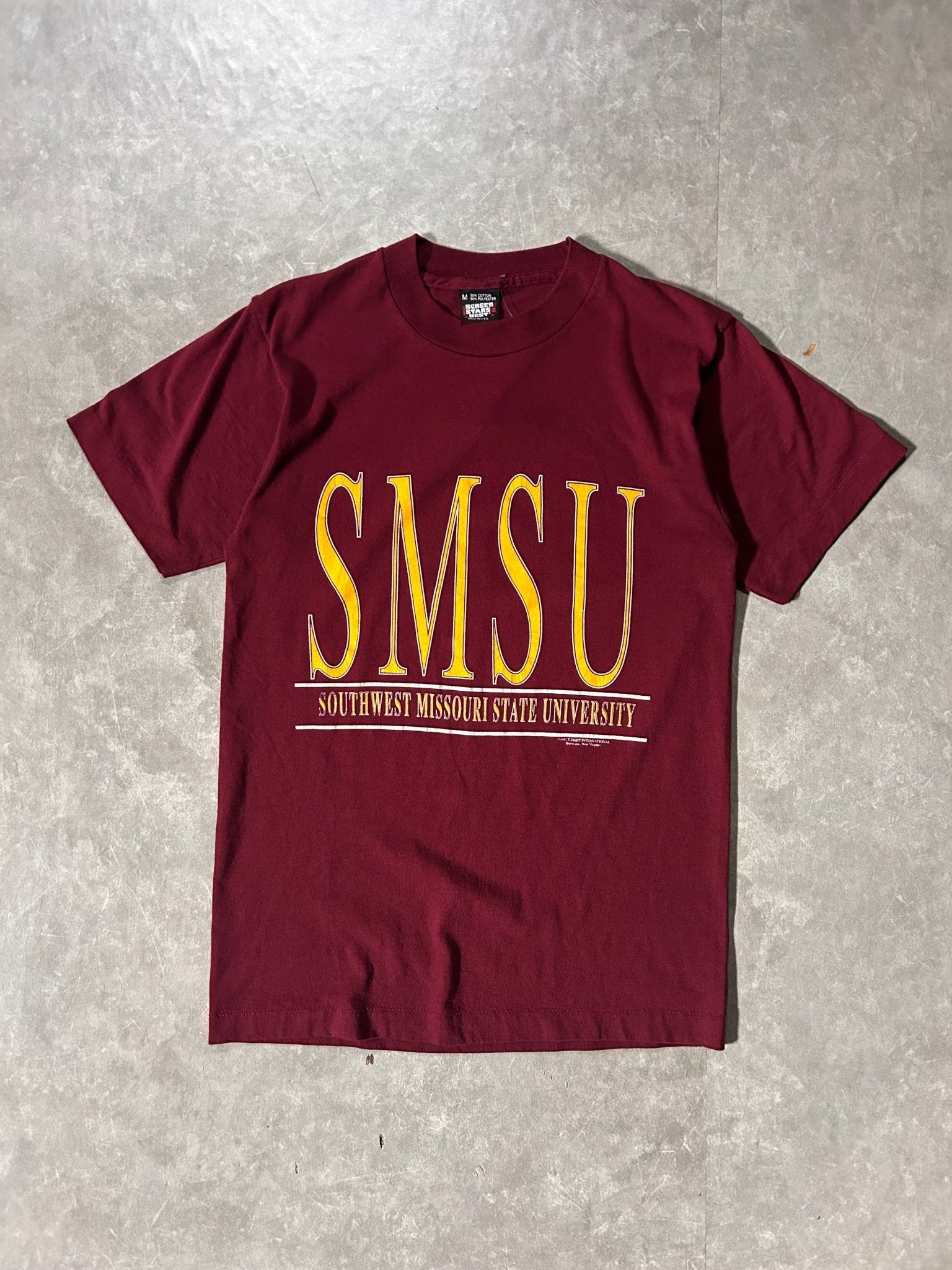 90's Vintage Missouri State University Script Maroon T-Shirt - M - M | Martin City Vintage