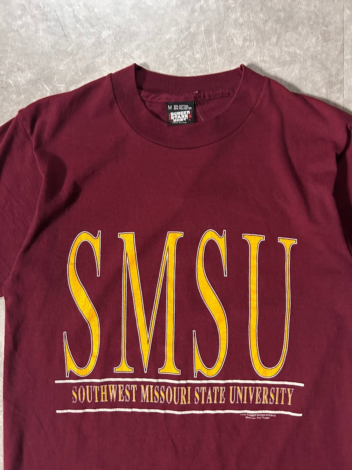90's Vintage Missouri State University Script Maroon T-Shirt - M - M | Martin City Vintage