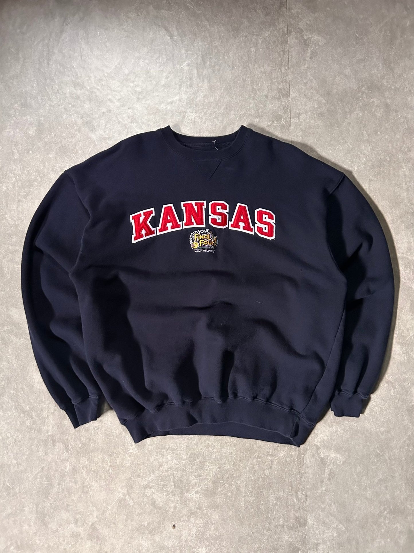 2002 Vintage Kansas Jayhawks Basketball Final Four Navy Crewneck - XL - XL | Martin City Vintage