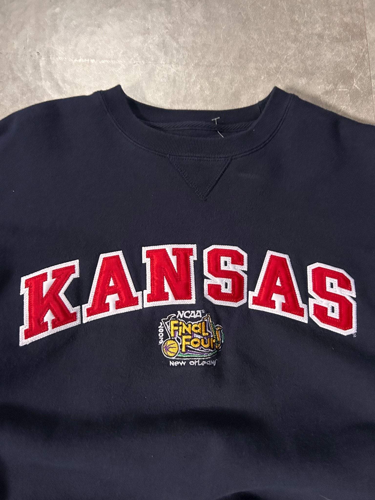 2002 Vintage Kansas Jayhawks Basketball Final Four Navy Crewneck - XL - XL | Martin City Vintage