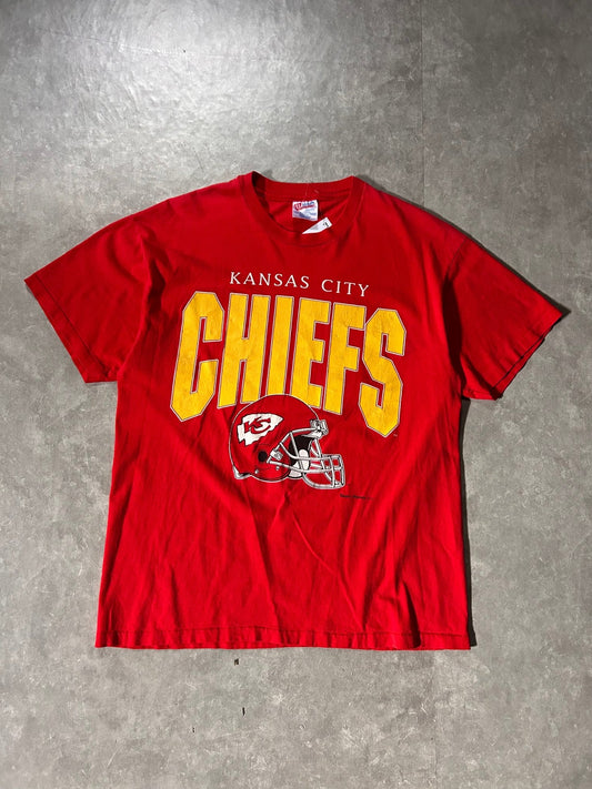 90's Vintage Kansas City Chiefs Helmet Red T-Shirt - M - M | Martin City Vintage