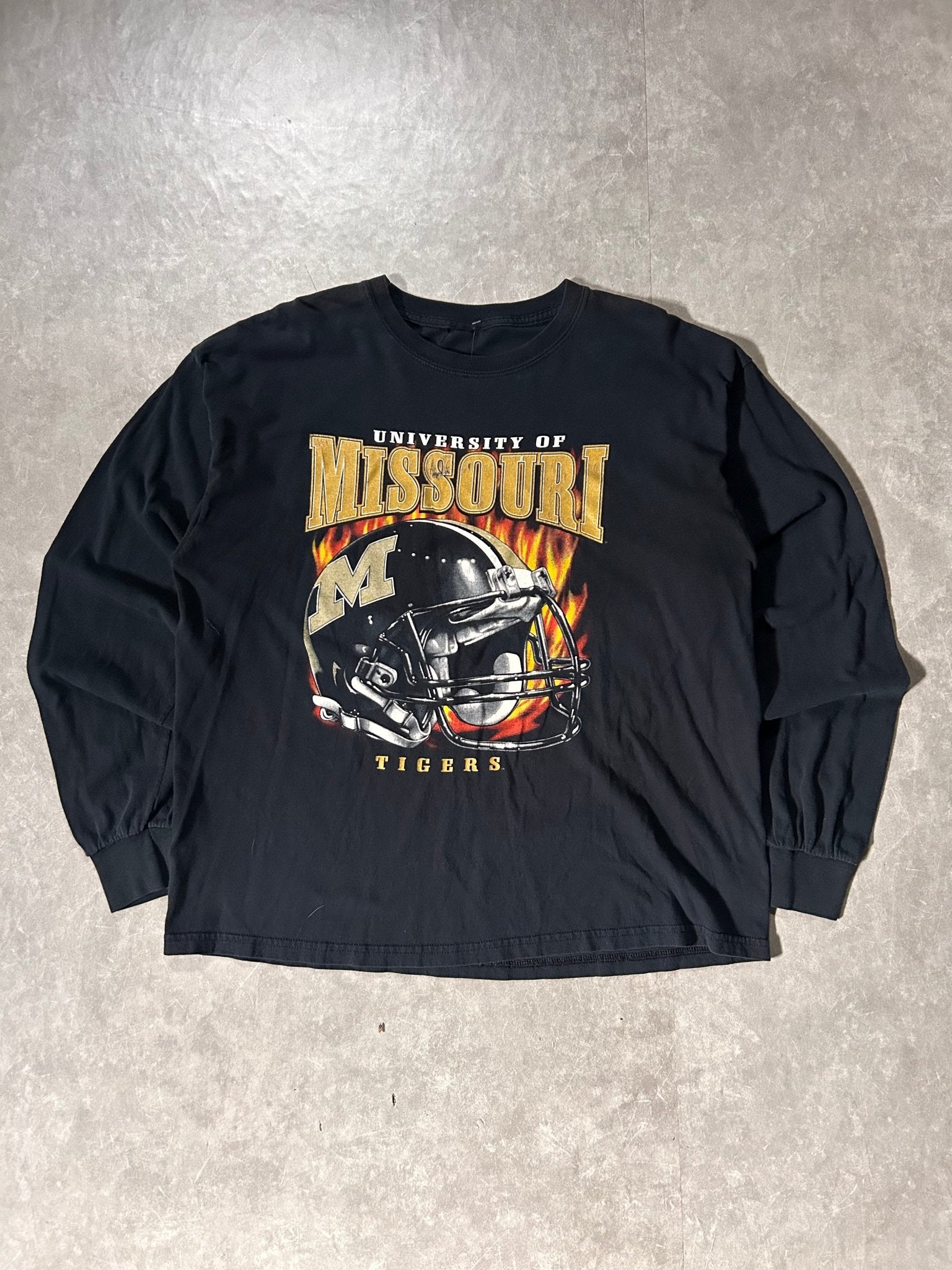 2000's Vintage Missouri Tigers Flame Black Long Sleeve - L - L | Martin City Vintage