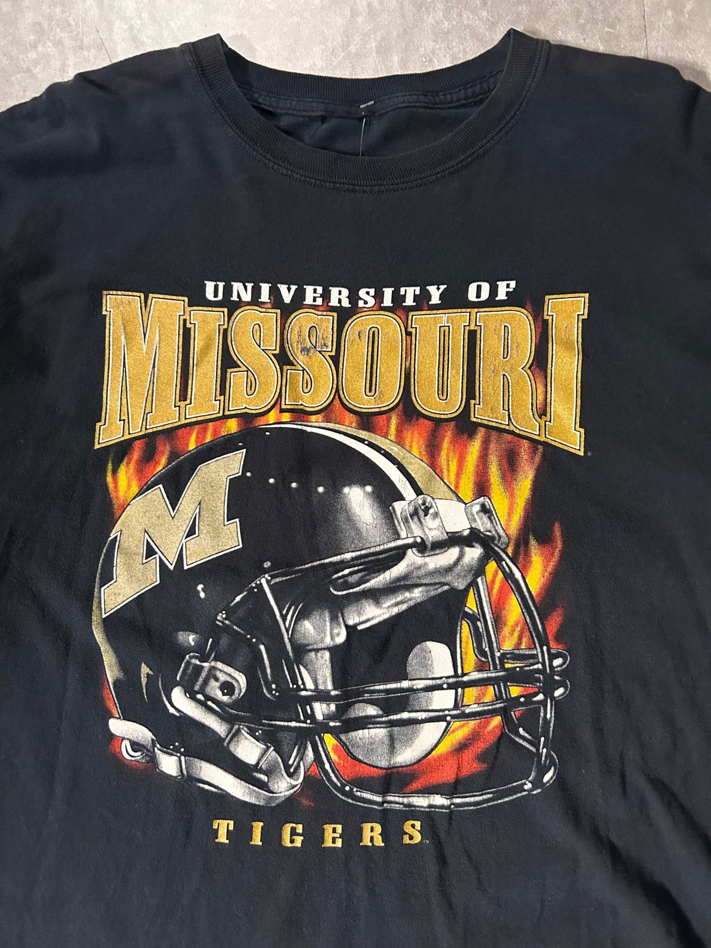 2000's Vintage Missouri Tigers Flame Black Long Sleeve - L - L | Martin City Vintage
