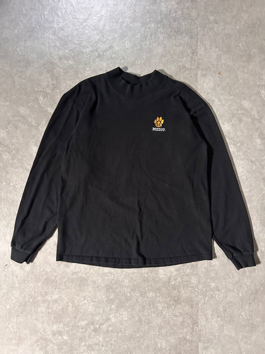 90's Vintage Mizzou Tigers Embroidered Black Long Sleeve - L - L | Martin City Vintage