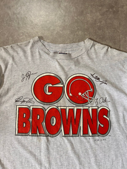 90's Vintage Cleveland Browns Heather Grey T-Shirt - L - L | Martin City Vintage