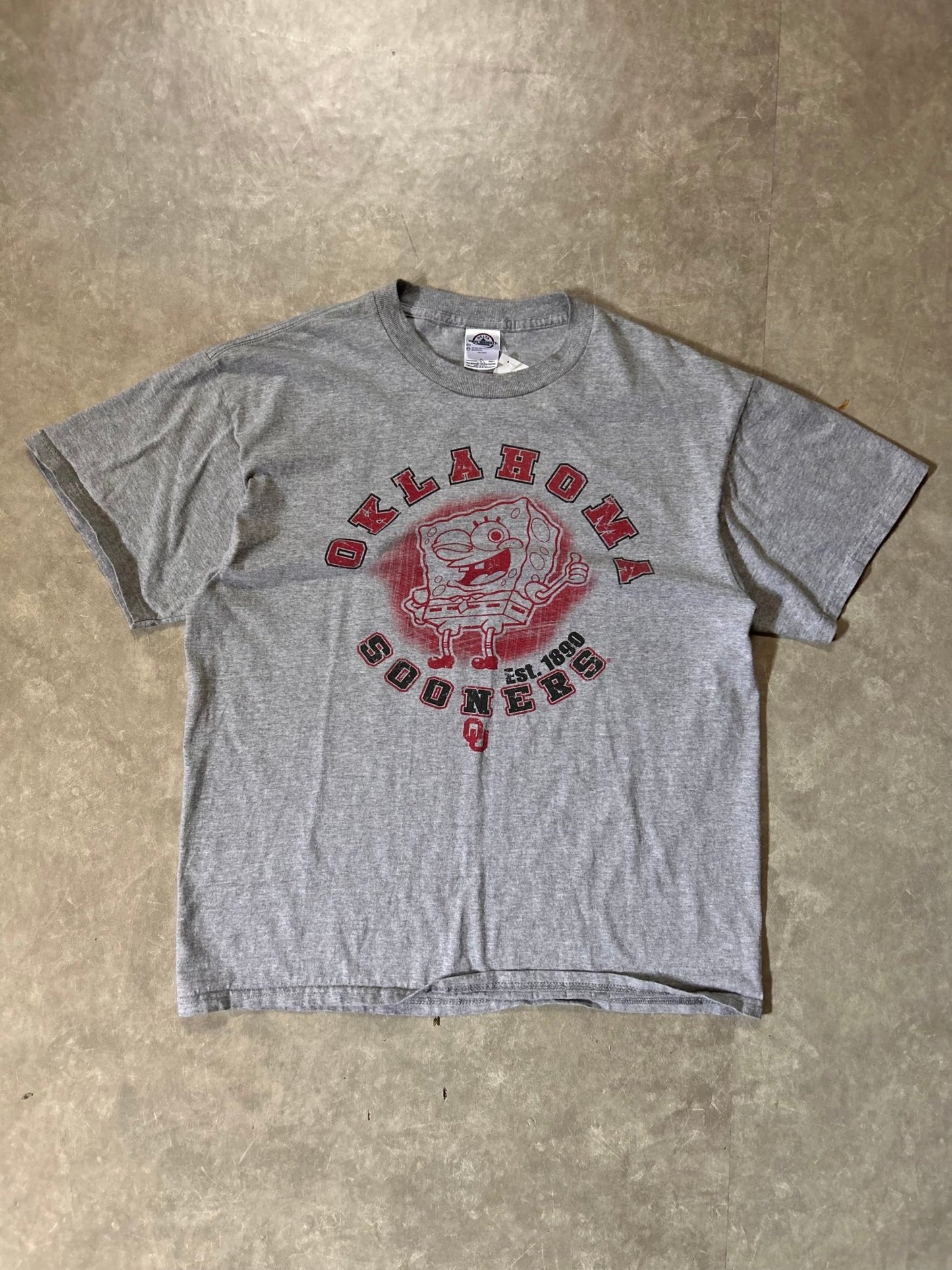 2000's Vintage Oklahoma Sooners SpongeBob SquarePants Grey T-Shirt - L - L | Martin City Vintage