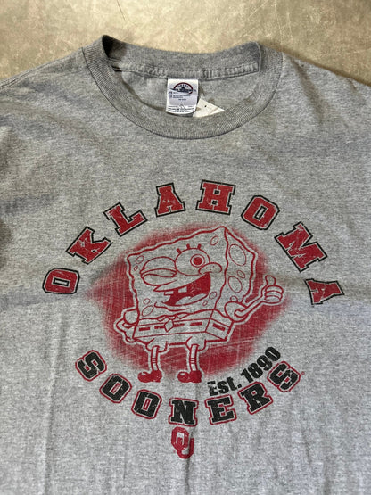 2000's Vintage Oklahoma Sooners SpongeBob SquarePants Grey T-Shirt - L - L | Martin City Vintage