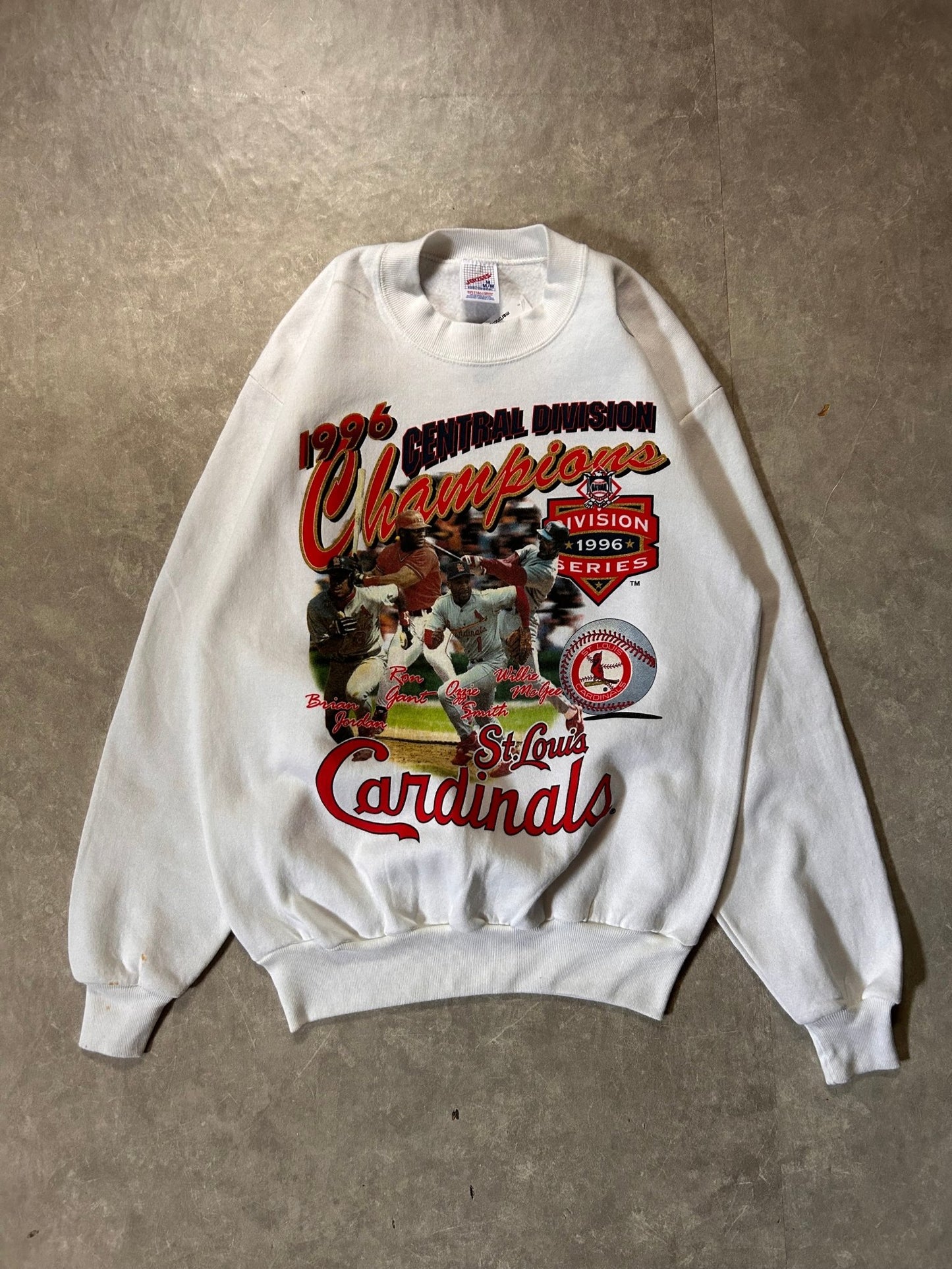 1996 Vintage St. Louis Cardinals Central Division Champion White Crewneck - M - M | Martin City Vintage
