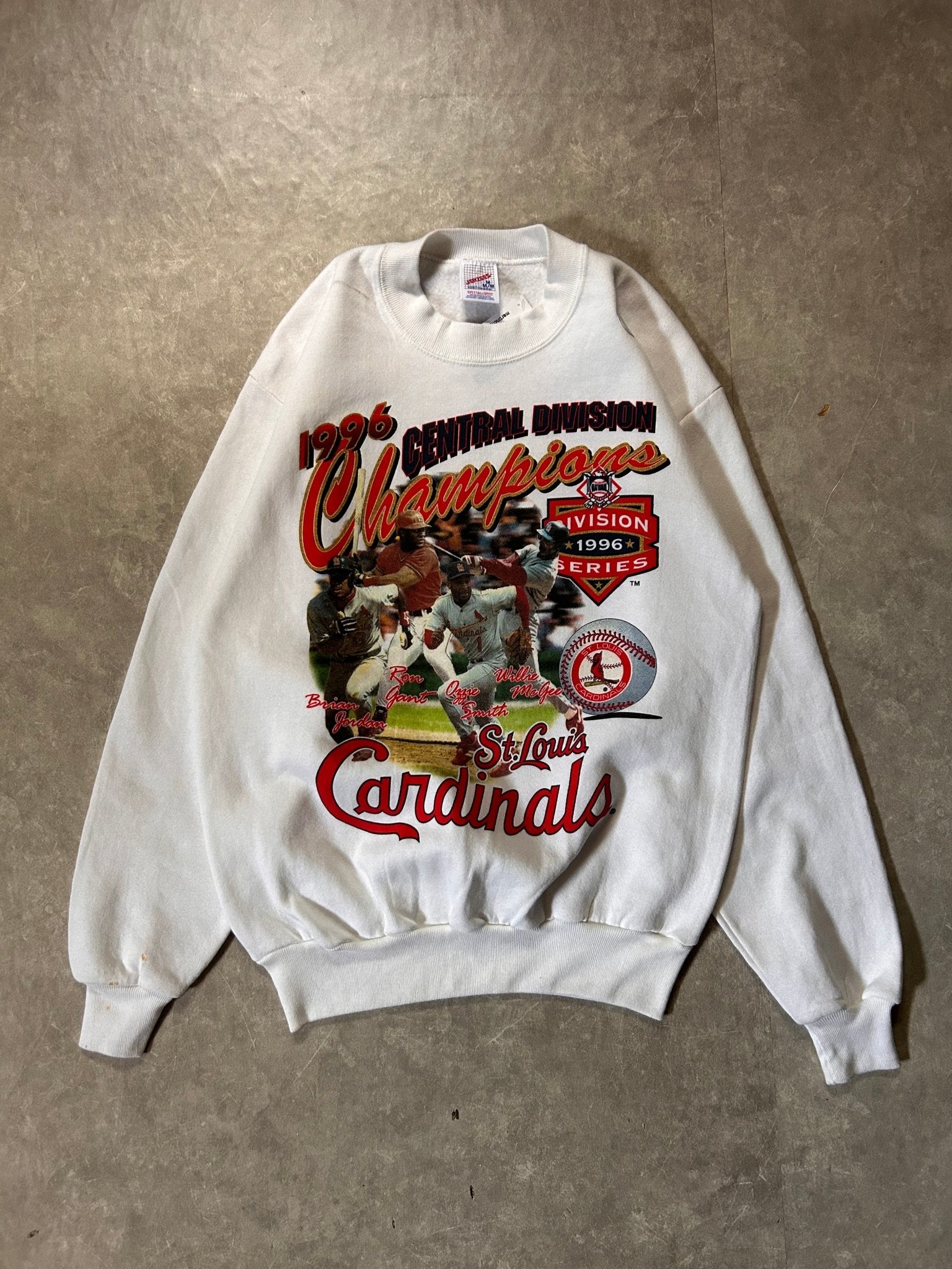 1996 Vintage St. Louis Cardinals Central Division Champion White Crewneck - M - M | Martin City Vintage