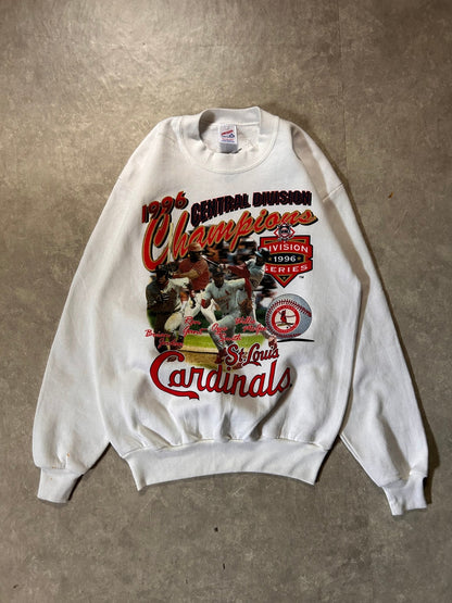 1996 Vintage St. Louis Cardinals Central Division Champion White Crewneck - M - M | Martin City Vintage