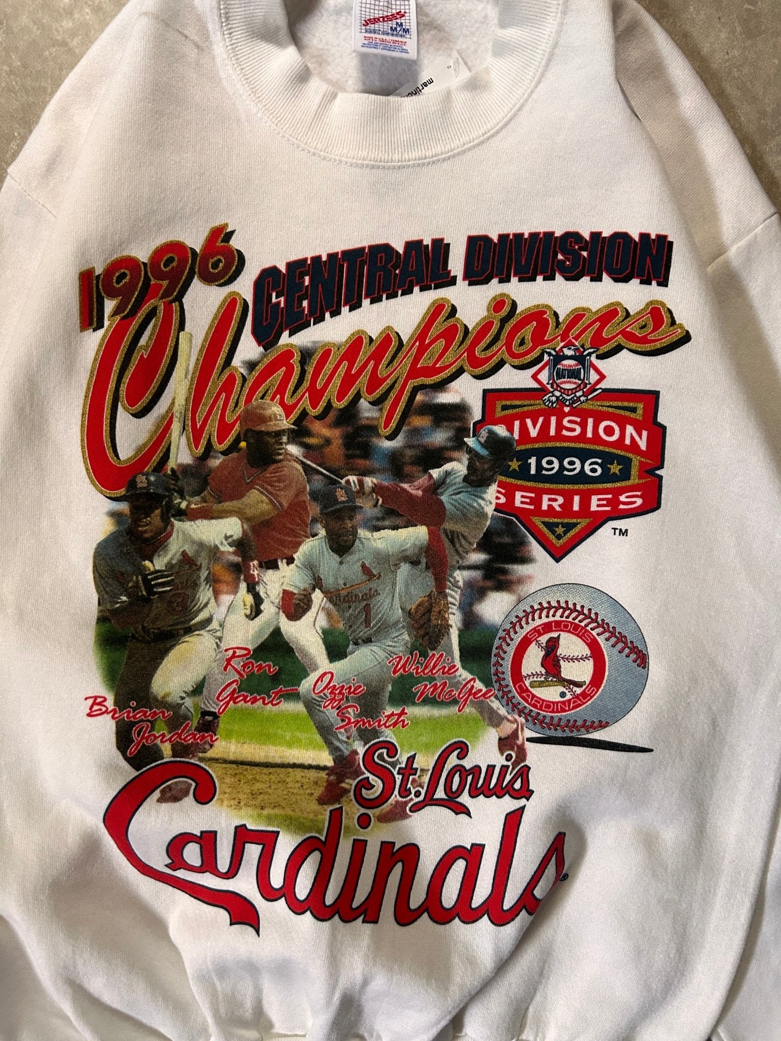 1996 Vintage St. Louis Cardinals Central Division Champion White Crewneck - M - M | Martin City Vintage