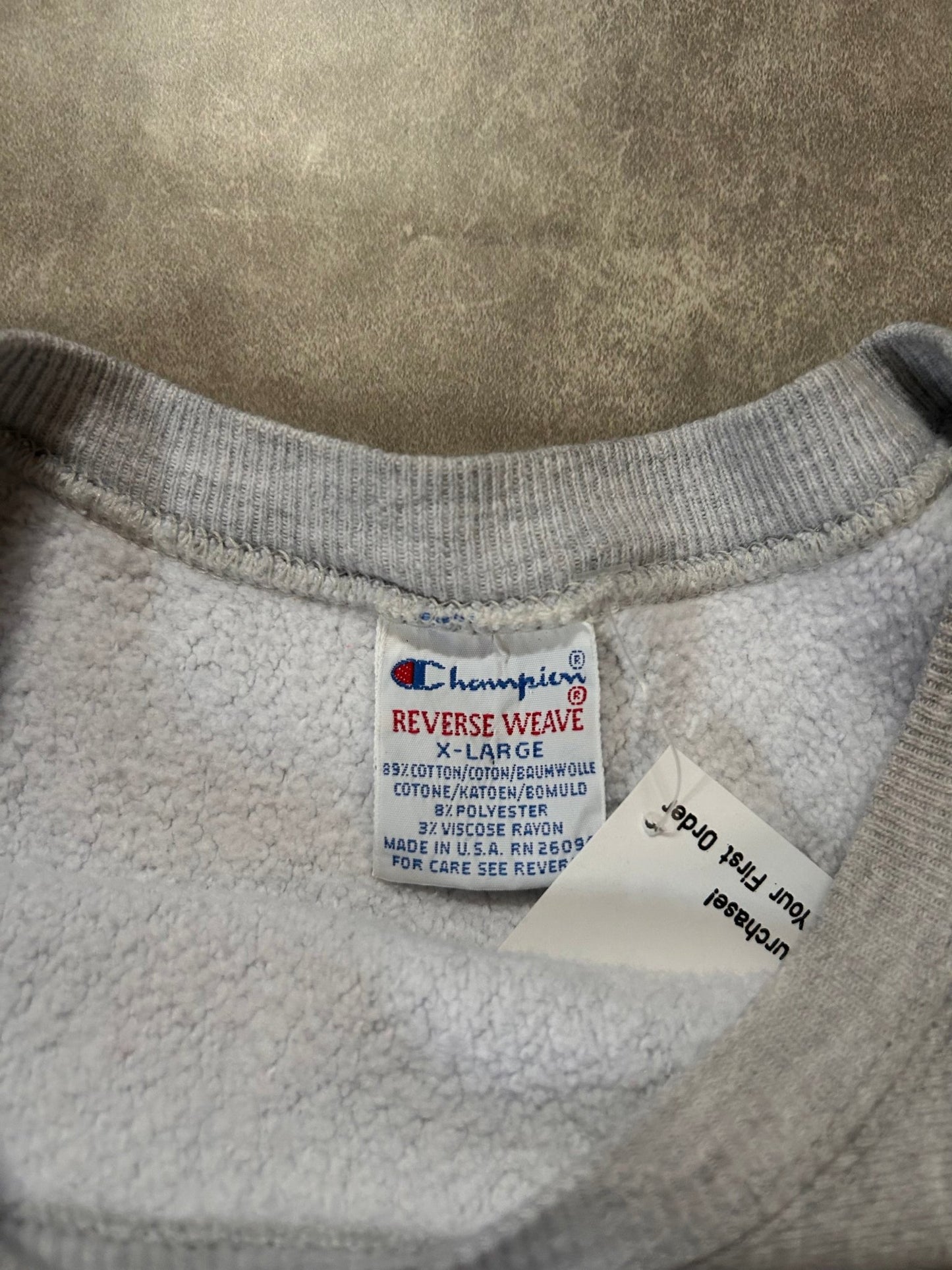 90's Vintage Kansas Jayhawks Champion Reverse Weave Heather Grey Crewneck - XL - XL | Martin City Vintage