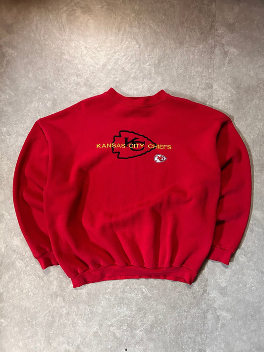 90's Vintage Kansas City Chiefs Embroidered Red Crewneck - XXL - XXL | Martin City Vintage