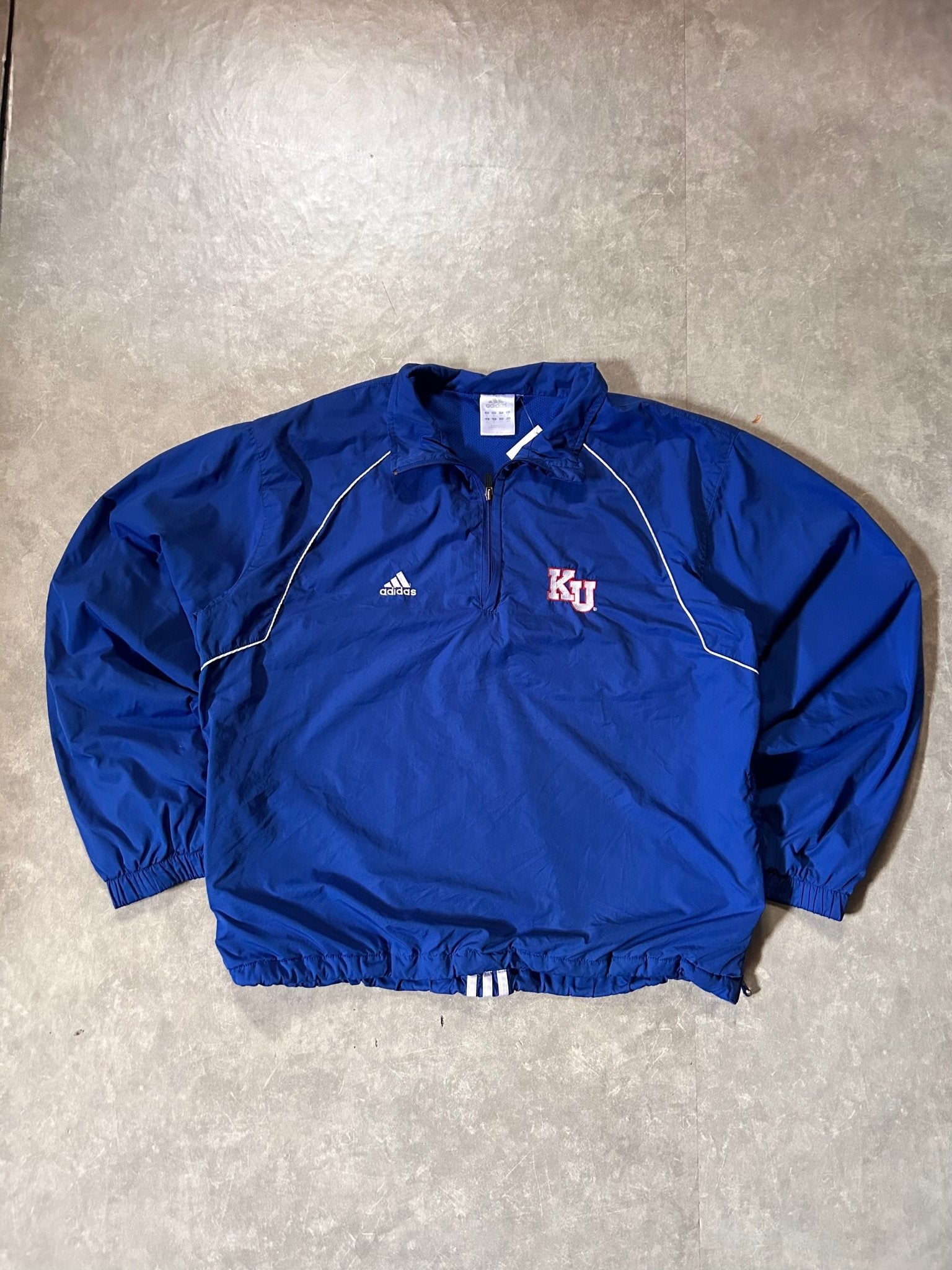 2000's Vintage Kansas Jayhawk Adidas Blue Windbreaker - L - L | Martin City Vintage