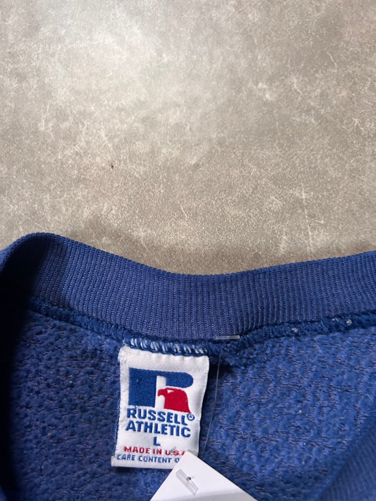 90's Vintage Kansas Jayhawks Plaid Blue Crewneck - L - L | Martin City Vintage