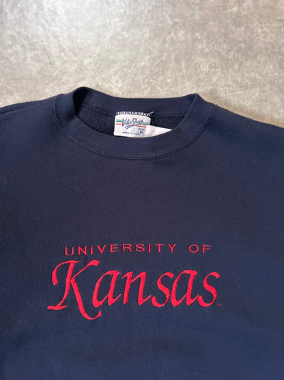 90's Vintage Kansas Jayhawks Embroidered Navy Crewneck - XL - XL | Martin City Vintage