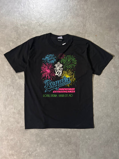1993 Vintage Kansas City Royals Fireworks Black T-Shirt - L - L | Martin City Vintage