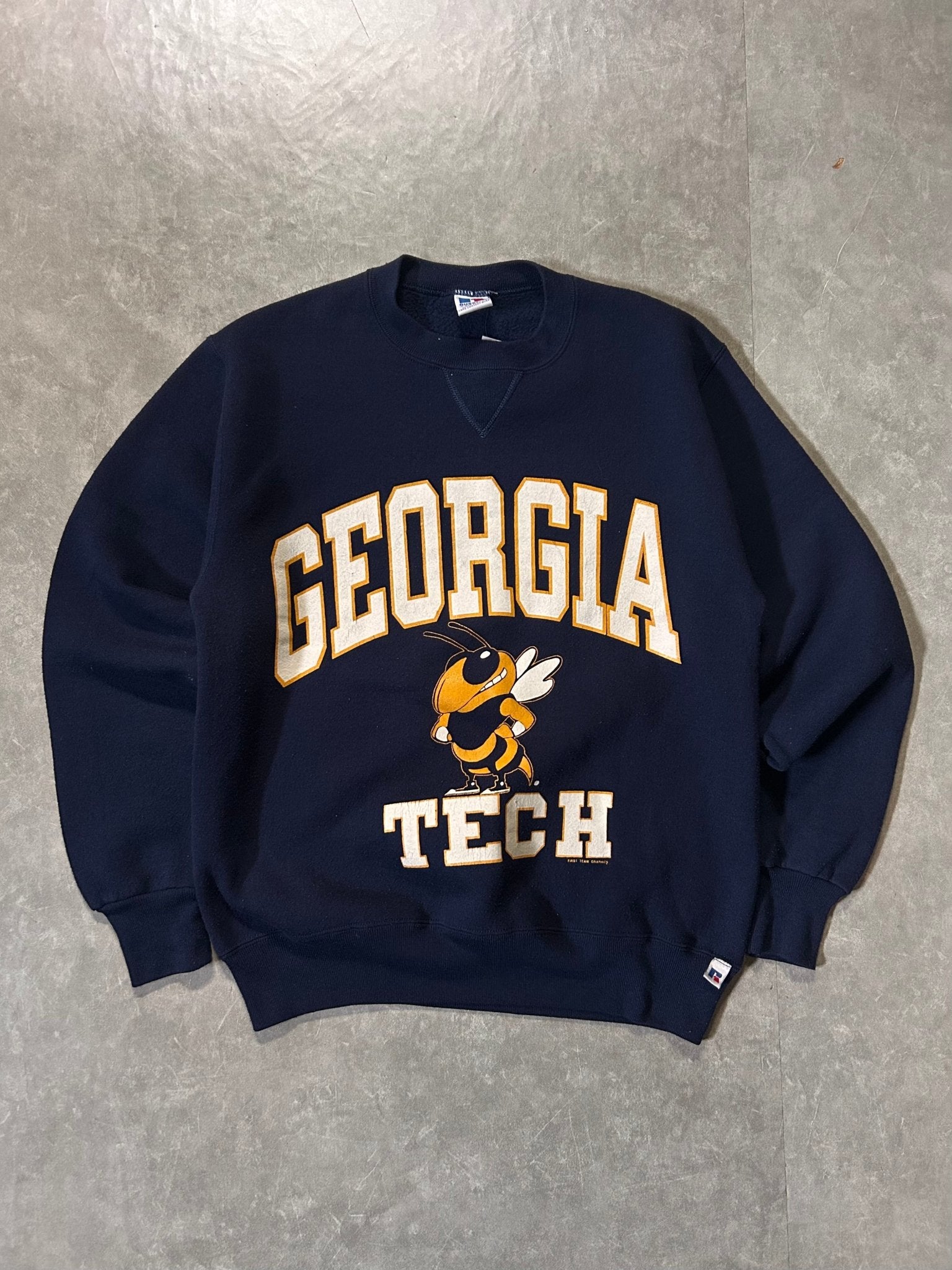 90's Vintage Georgia Tech Yellow Jackets Russell Navy Crewneck - M - M | Martin City Vintage