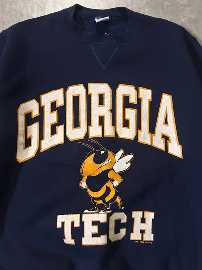 90's Vintage Georgia Tech Yellow Jackets Russell Navy Crewneck - M - M | Martin City Vintage
