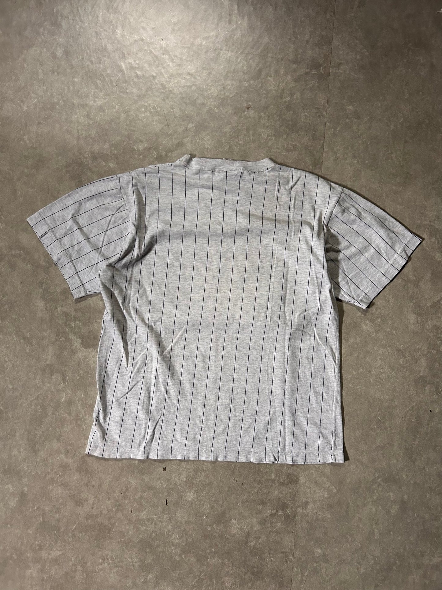90's Vintage Milwaukee Brewers Pinstripe Heather Grey T-Shirt - M - M | Martin City Vintage
