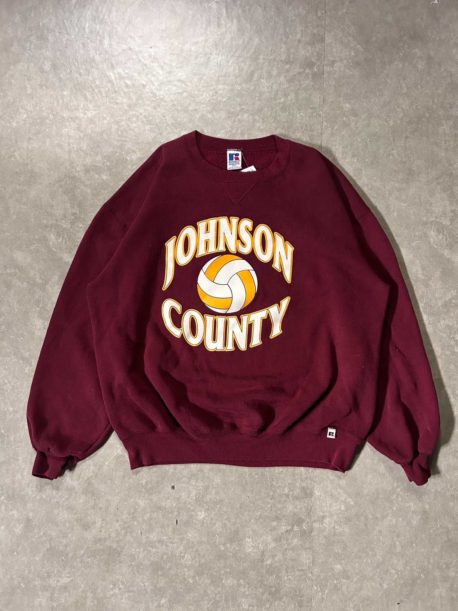 90's Vintage Johnson County Community College Volleyball Maroon Crewneck - XXL - XXL | Martin City Vintage