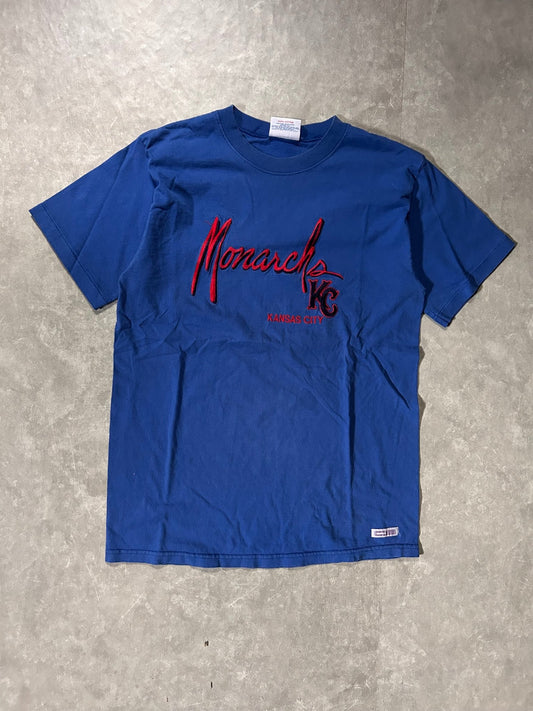 90's Vintage Kansas City Monarchs Blue Embroidered T-Shirt - M - M | Martin City Vintage