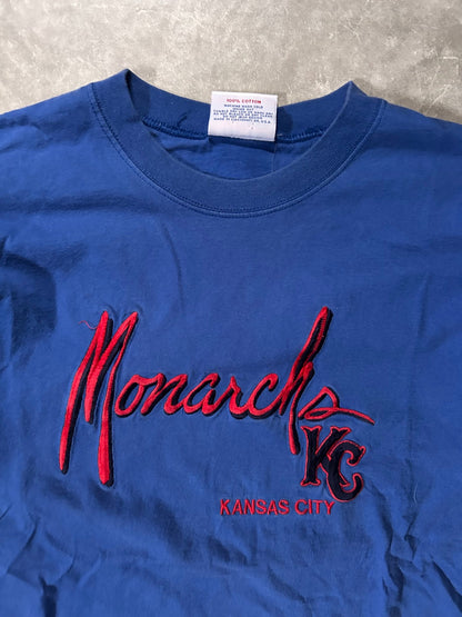 90's Vintage Kansas City Monarchs Blue Embroidered T-Shirt - M - M | Martin City Vintage