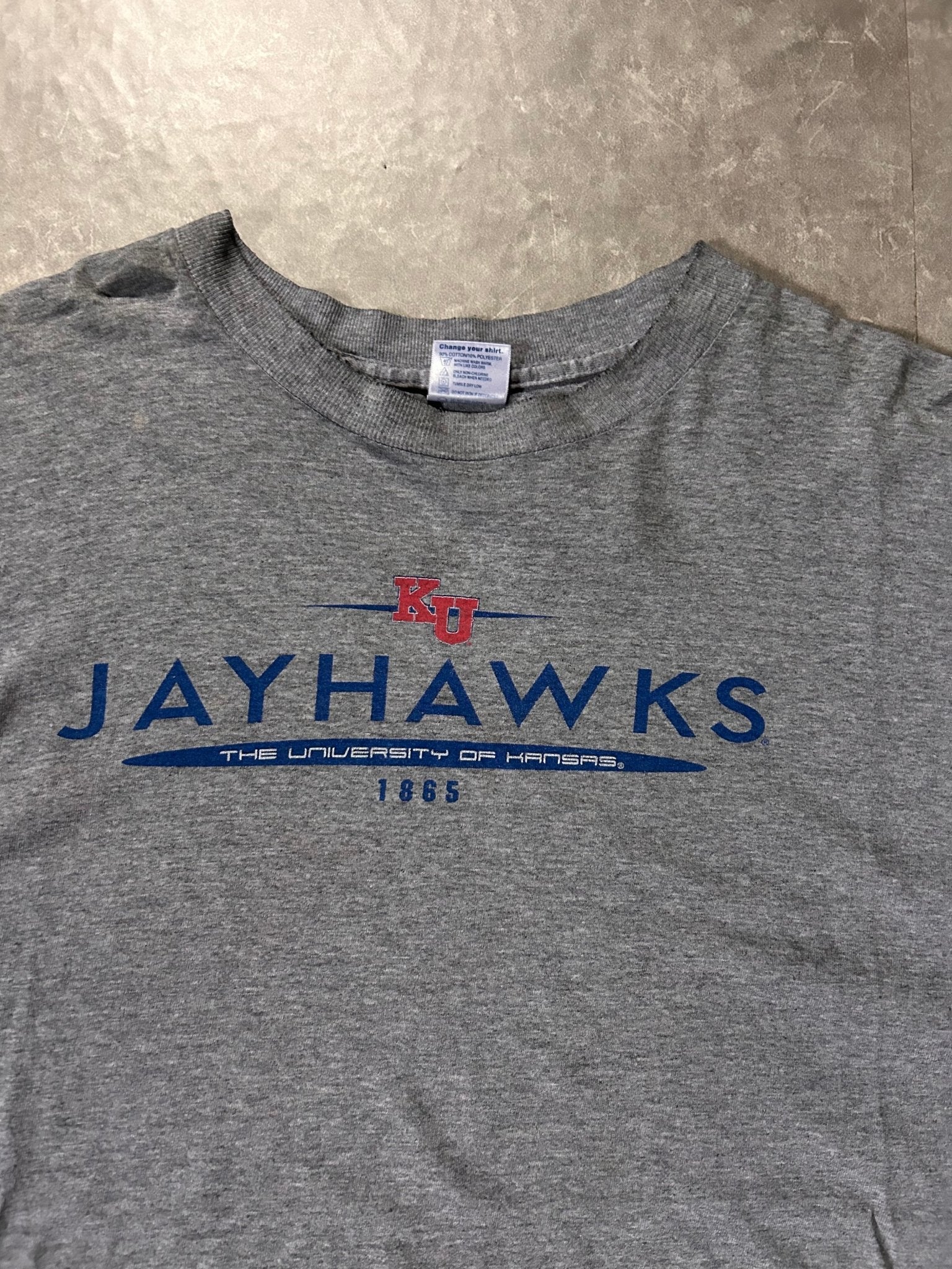 2000's Vintage Kansas Jayhawks Grey T-Shirt - XXXL - XXXL | Martin City Vintage